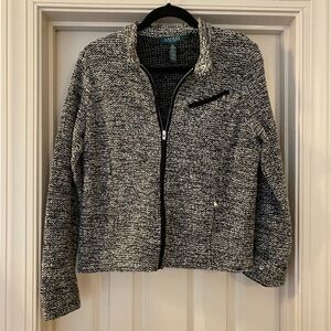 Lauren Ralph Lauren Classic Black and White Moto Jacket